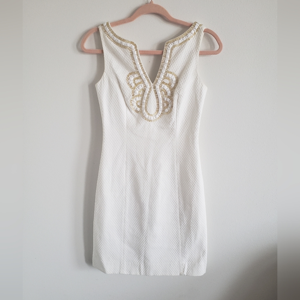 Lilly Pulitzer White Dress with Gold Accents
